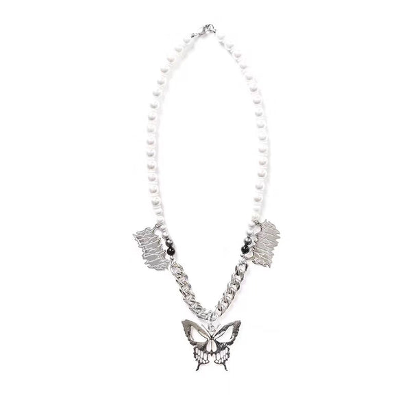 Salute butterfly beaded pearl necklace chain – Bijouterie Gonin