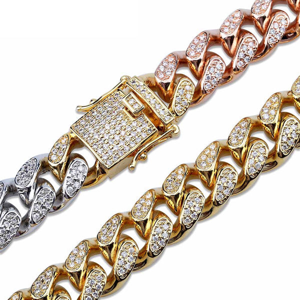 12mm Multicolored cuban link chain – Bijouterie Gonin