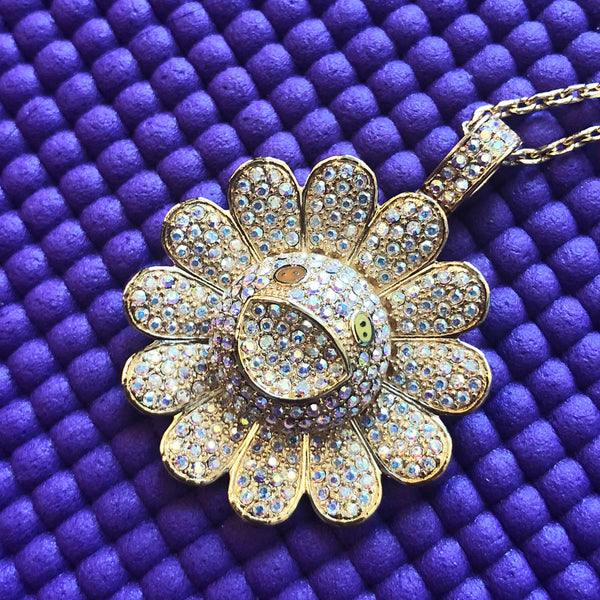 Murakami, Jewelry, Murakami Rainbow Flower Spinner Necklace Gold