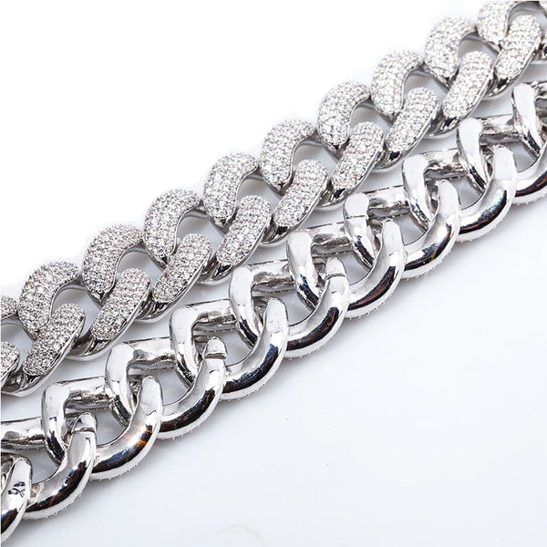 Cuban link chain necklace with fully iced custom clasp – Bijouterie Gonin