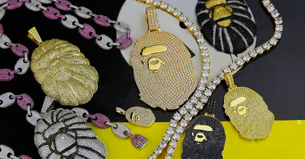 Custom Nigo Bape Pendant Vintage Necklace with Matching Chain Silver