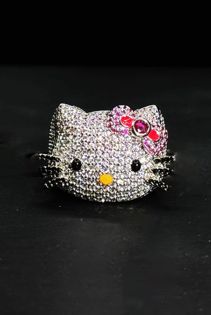 hello kitty big head fully iced diamond ring 3d design benballer rapper cardib travis scott jewelers