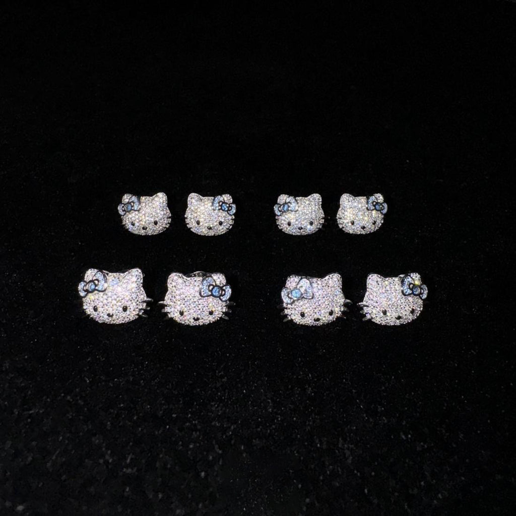 Sanrio HELLO KITTY diamond fully iced stud earring custom benballer ifandco kylie jenner travis cardi b