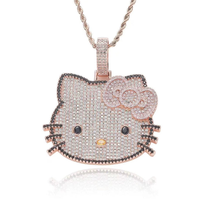 hennessy carolina cardi b sister hello kitty fully iced diamond necklace chain buy now custom jewelers