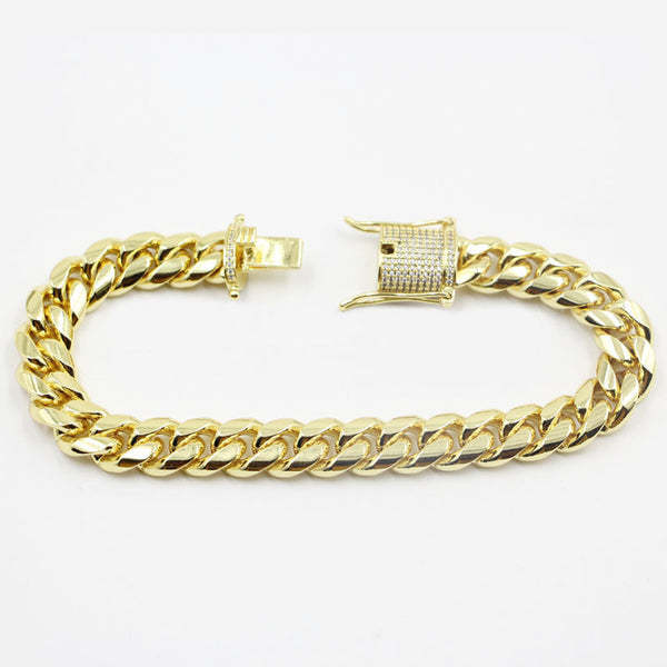 Cuban link bracelet with fully iced custom clasp – Bijouterie Gonin