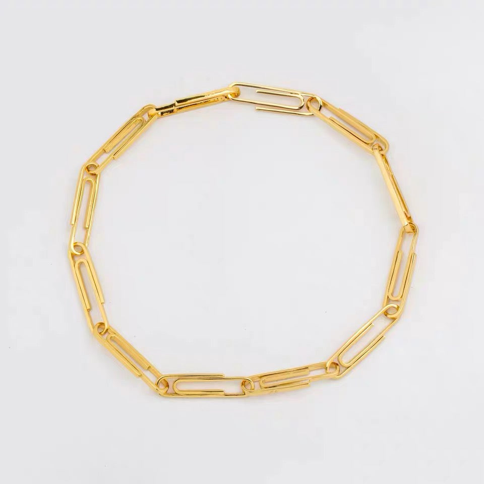 Off-White c/o Virgil Abloh Paper Clip Bracelet - Gold-Tone Metal Link,  Bracelets - WOWVA39281
