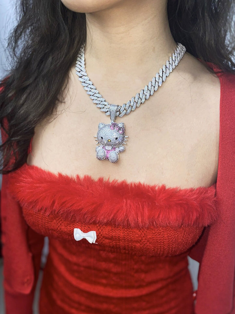 Kimora Lee Simmons 18K Diamond Pink Sapphire Princess Hello Kitty Necklace  | eBay