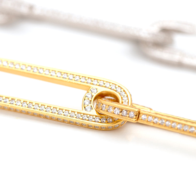 Safety Pin Pave Bracelet - White Gold 7 Pins 18.5cm