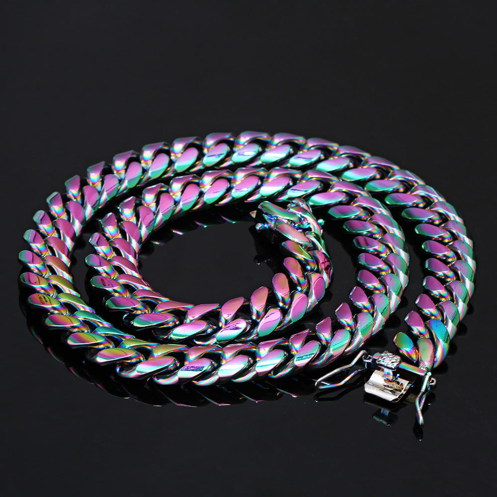 Monogram Chain Necklace Rainbow Metal
