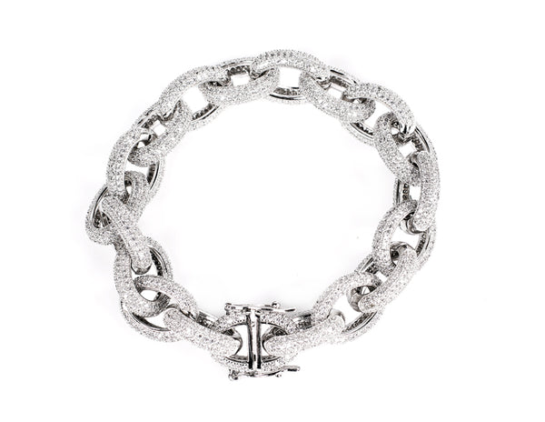 Hermes link style bracelet/chain 12mm Acrobat fully iced out ...