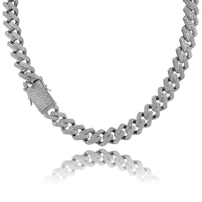 8mm fully iced out beads chain necklace White Gold – Bijouterie Gonin